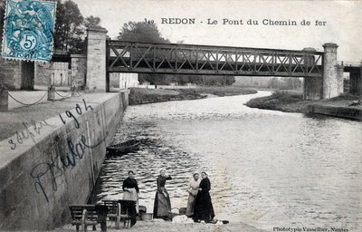 Brittany, Ille et Vilaine (35), Redon: jernbanebroen - Postkort datert 1904 av Unbekannt