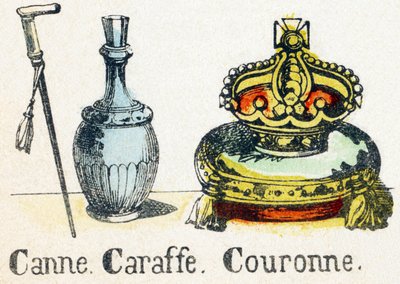 C - Stock Karaffe Krone - Alphabet - Kinderunterhaltung - Image Epinal, populäre Serie ca. 1890 von Unbekannt