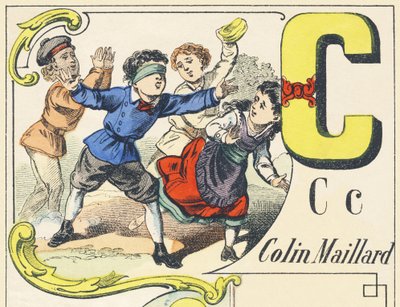 C : colin-maillard - Games Alphabet, ca. 1890 (illustrasjon) av Unbekannt