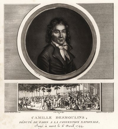 Camille Desmoulins, stedfortreder for Paris ved nasjonalkonvensjonen, d av Unbekannt