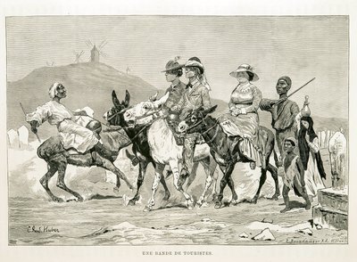 Tegneserie av vestlige turister i Egypt - Illustrasjon fra Atlas of Egypt av Unknown