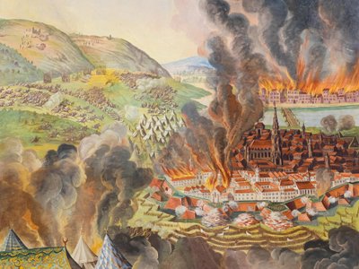 Takfreskomaleri i sidegangen til St. Katarina-kirken, Nedlegging av Wien i 1683, Habsburgernes mausoleum, Graz, Steiermark, Østerrike, Europa (bilde) av Unbekannter Künstler