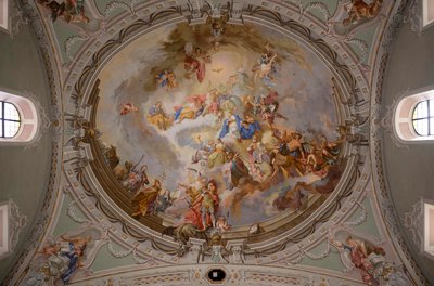 Takmaleri, interiørfotografi, St. George Catholic Parish Church, Neustift, Stubai-dalen, Tyrol, Østerrike, Europa (foto) av Unbekannter Künstler