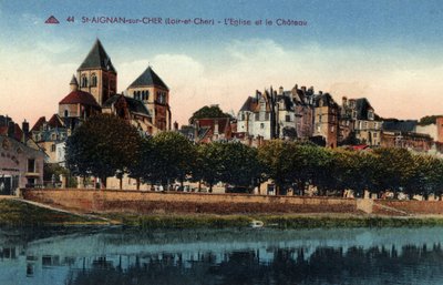 Sentrum, Loir et Cher (41), Saint Aignan sur Cher (Saint-Aignan-sur-Cher): utsikt over byen med kirken og slottet - Postkort slutten av 1800- og 1900-tallet av Unbekannt