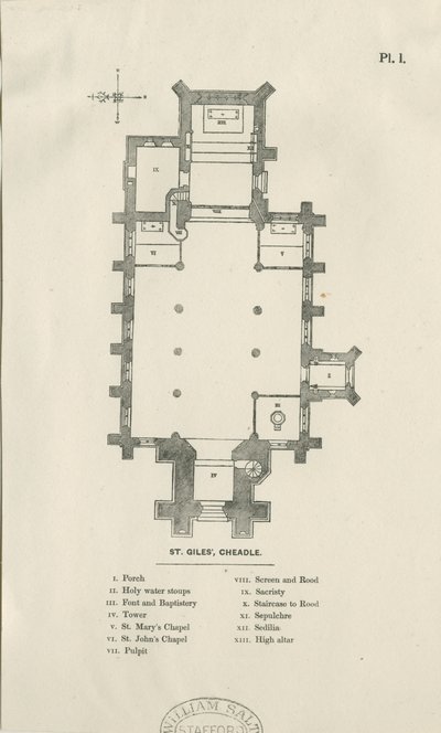 Cheadle - St. Giles Church: tregravering og [1800-tallet] av Unbekannt
