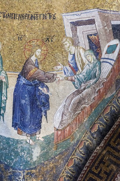 Kristus helbreder Peters svigermor, mosaikk i Cora Church, Istanbul, Tyrkia av Unbekannter Künstler