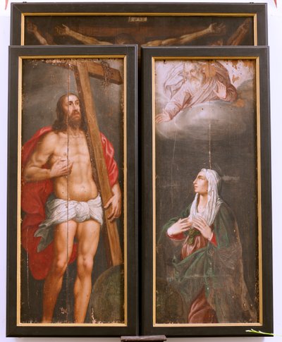 Kirke (Eglise Saint-martin). Interiør. Triptich. Korsfestelsen. av Unbekannter Künstler