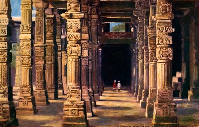 Kolonnade med hinduistiske utskjæringer, Qutub Minar, tidlig på 1900-tallet (trykk) av Unbekannter Künstler