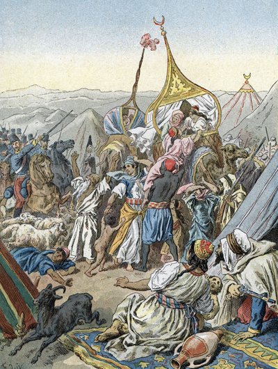 Erobring av Algerie av Frankrike: Erobring av Smalah av Abd-el-Kader ved Taguin av hertugen av Aumale (1843) av Unbekannter Künstler