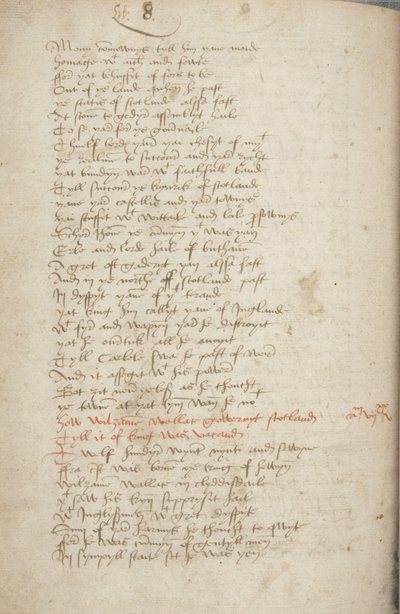 Kopi av Chronicle Andrew av Wyntoun, Fol 319 verso, detalj, ca. 1550 (blekk på papir) av Unbekannt