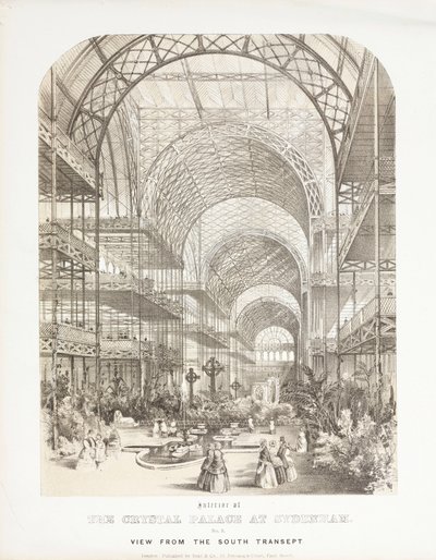 Crystal Palace, Post-Great Exhibition View fra South Transept, Crystal Palace, Sydenham av Unbekannt