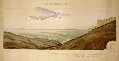 Begynnelsen av luftfarten: John Moisant gjennomførte den første passasjertransporten over Den engelske kanal, med sin mekaniker i sitt toseters Bleriot-fly 17. august 1910 av Unbekannt