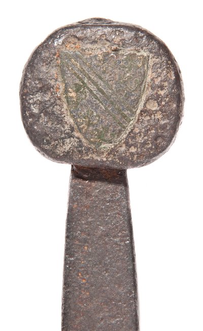 Detalj, senmiddelaldersk bredsverd med tidligere vikingblad og våpenlager fra De Bohun-familien av Unbekannt