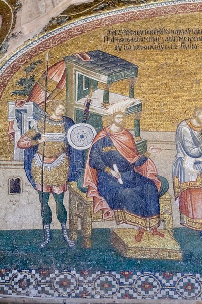 Detalj av guvernør Quirinius på scenen for registreringen for beskatning, Chora kirke, Istanbul, Tyrkia av Unbekannter Künstler