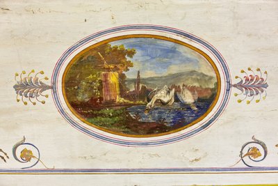 Detalj av dekorasjonen som viser svaner, Det røde rommet, Den kongelige leiligheten, Det kongelige palass eller Palazzo dei Normanni (normannernes palass), Palermo, Sicilia, Italia (bilde) av Unbekannter Künstler