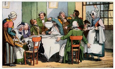 Servering i et fransk vertshus fra 1800-tallet av Unbekannter Künstler