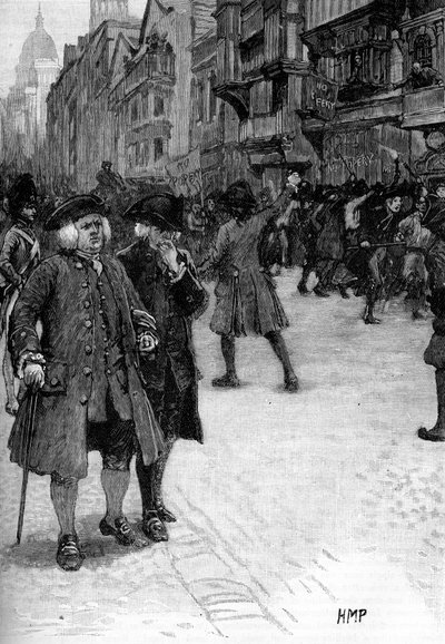 Dr. Samuel Johnson ser på Gordon-opptøyene av Unbekannter Künstler