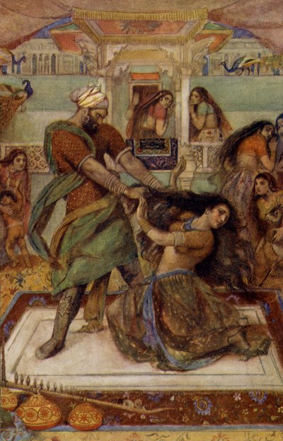 Draupadi dratt ut av kammeret sitt av Duhsasana av Unbekannter Künstler