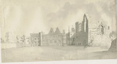 Dudley Castle - The Keep: sepia vask tegning, nd [c 1790] av Unbekannt