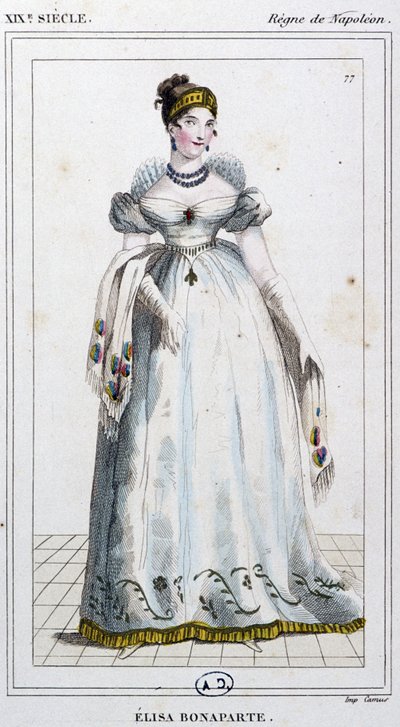 Elisa Bonaparte Baciocchi, ca. 1810 (gravering) av Unbekannter Künstler