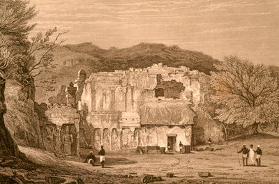 Elora-hulene, Maharashtra, India (gravering) av Unbekannter Künstler