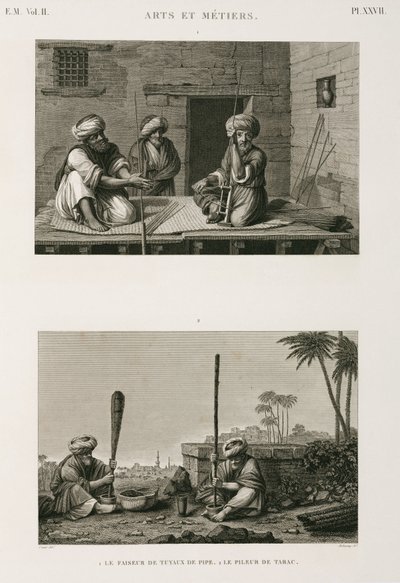 Fabrikasjon, andre rørstammemakere og tobakkspunder, Egypt, ca 1798 av Unbekannt
