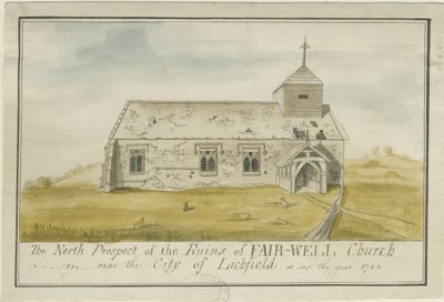 Farvel Church: farget pennetegning, 1744 av Unbekannt