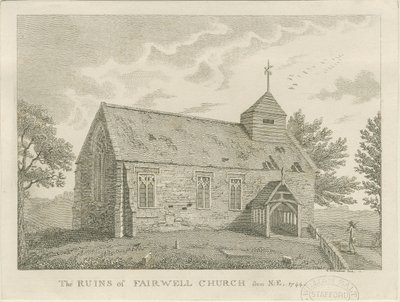 Farvel Church: gravering, 1744 av Unbekannt
