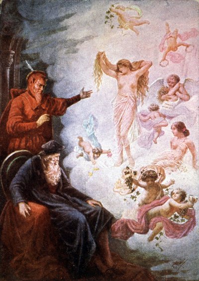 Faust og Mefistofeles, tidlig på 1900-tallet (postkort) av Unbekannter Künstler