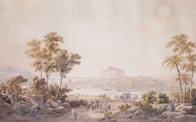 Figurer som nærmer seg byen Athen, Hellas, ca. 1800 av Unbekannt