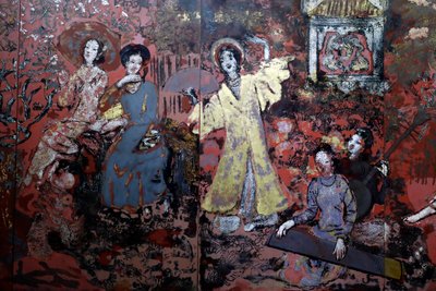 Fine Arts Museum, Museum, Woman, Lack on wood, Central, south, north spring av Nguyen Gia Tri, Detail, Ho Chi Minh City, Vietnam, 2018 (bilde) av Unbekannt