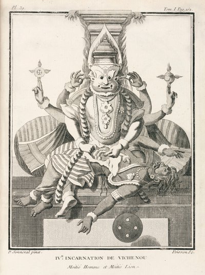 Fjerde inkarnasjon av Vishnu, halvt menneske og halvt løve av Unbekannt