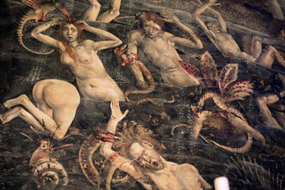 Frankrike, Tarn, Albi, Cathedrale Sainte-Cecile, freskomaleri av den siste dommen, - (1474-slutten av 1400-tallet), nedstigningen til underverdenen, detalj av Unbekannt