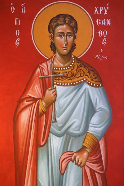 Fresco i Holy Cross Church, Pedoulas. Saint Chrysanthos, 20150510, Pedoulas, Kypros av Unbekannt