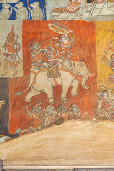Fresker som pryder veggene til Wat Bo som viser scener fra Reamker, Siem Reap, Kambodsja (bilde) av Unbekannter Künstler