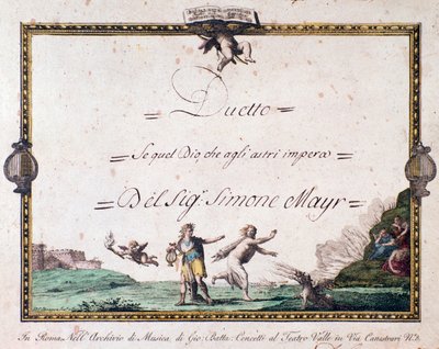 Frontispice av duet If that god who ruler over the stars av Giovanni Simone Mayr. av Unbekannter Künstler