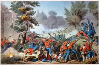 GARIBALDINI VED SESSA KOMBAT 1860 (trykk) av Unbekannter Künstler