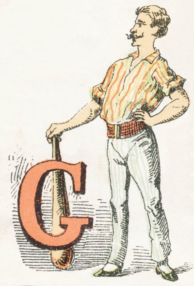 G - Gymnast - Barnelig alfabet, Editions Gordinne 1920 (gravering) av Unbekannt
