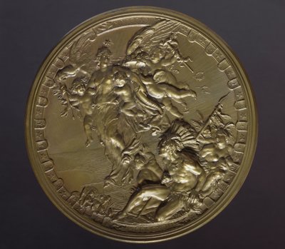 Forgylt bronsemedalje for å markere 400-årsjubileet for oppdagelsen av Amerika (1492-1892) av Benjamin Baud