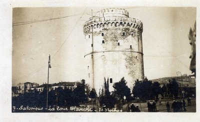 Hellas, Saloniki (eller Thessaloniki): utsikt over Det hvite tårn - Postkort 1914-1918 av William M. Timlin