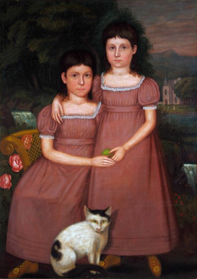 Hamilton-søstrene med katt 1825 (olje på lerret) av Unbekannter Künstler