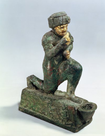 Hammurabi, kongen av Babylon, ber foran et hellig tre, ca. 1750 f.Kr. (bronse og gull) av Unbekannt