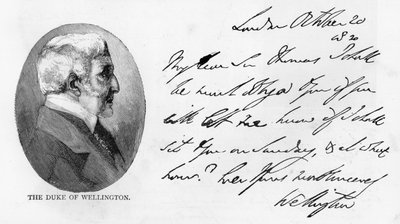Håndskrift og signatur av Arthur Wellesley av Unbekannt