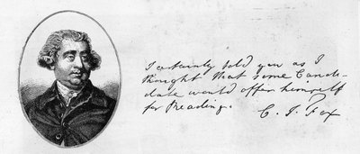 Håndskrift og signatur av Charles James Fox (penn og blekk på papir) av Unbekannt