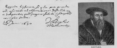 Håndskrift og signatur av Johannes Kepler (1571-1630) av Unbekannt