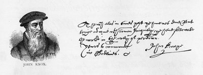 Håndskrift og signatur av John Knox fra et brev skrevet fra Dieppe til William Cecil for å be om tillatelse til å besøke England av Unbekannt
