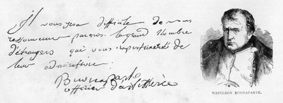 Håndskrift og signatur av Napoleon I i den tidlige perioden av karrieren som artillerioffiser av Unbekannt