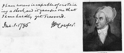 Håndskrift og signatur av William Cowper av Unbekannt