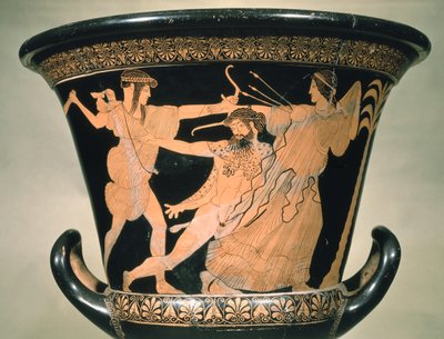 Herakles Struggling, detalj fra en attisk rød-figur calyx-krater, 5. århundre f.Kr. (keramikk) av Unbekannt