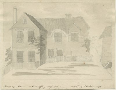High Offley - Prestehus: blyant- og vasketegning, 1790 av Unbekannt